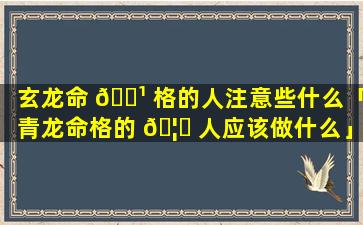 玄龙命 🌹 格的人注意些什么「青龙命格的 🦁 人应该做什么」